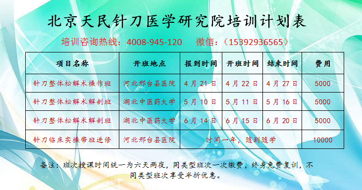 天民针刀新培训课程